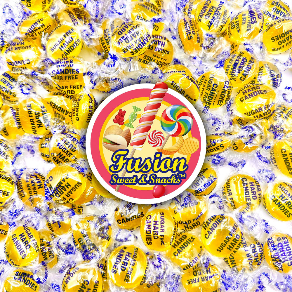 Fusion Sweets lemon drops in heat-sealed packaging to preserve freshness.
