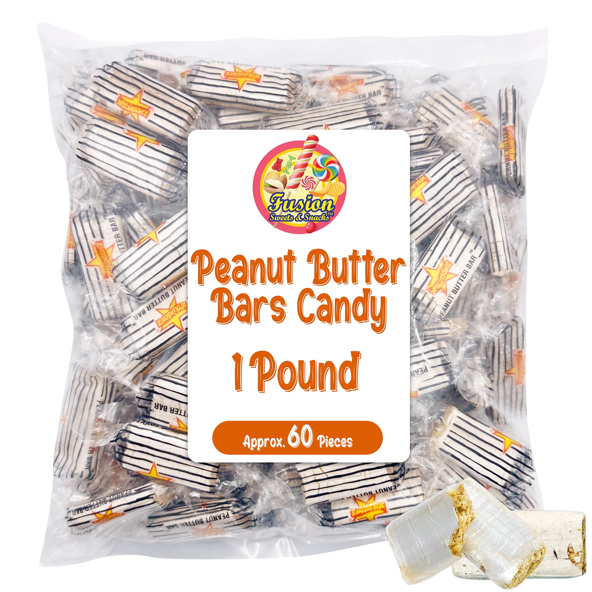 Fusion Sweets Peanut Butter Bars sealed for freshness in a bulk bag