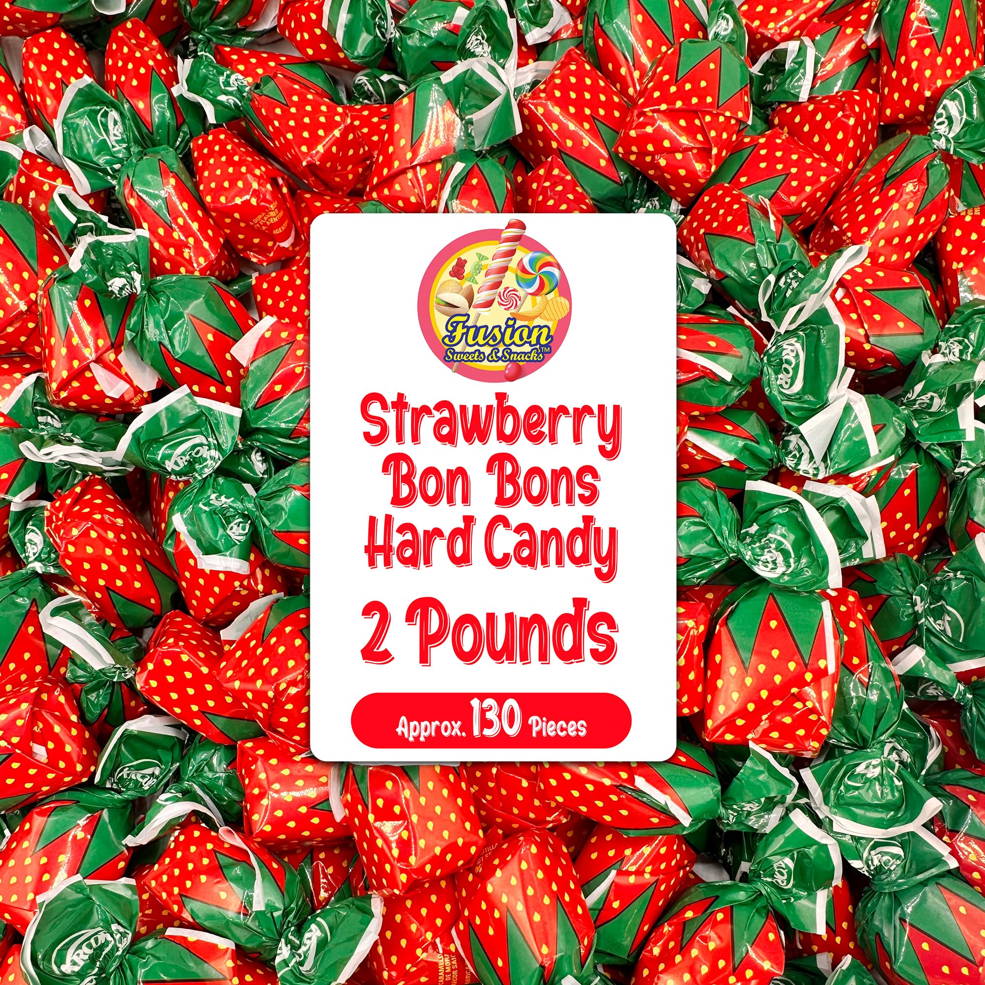 Fusion Sweets strawberry-filled hard candy close-up with juicy center for fruity indulgence