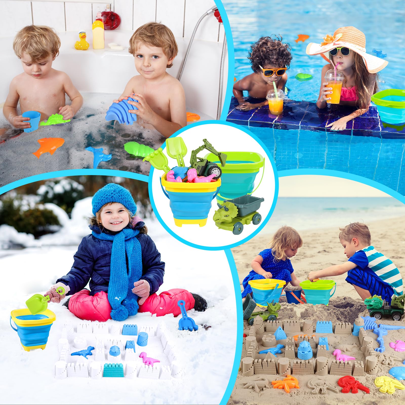 FUSPWEAO Shoulder mesh beach bag keeps toys dry and easy to carry.