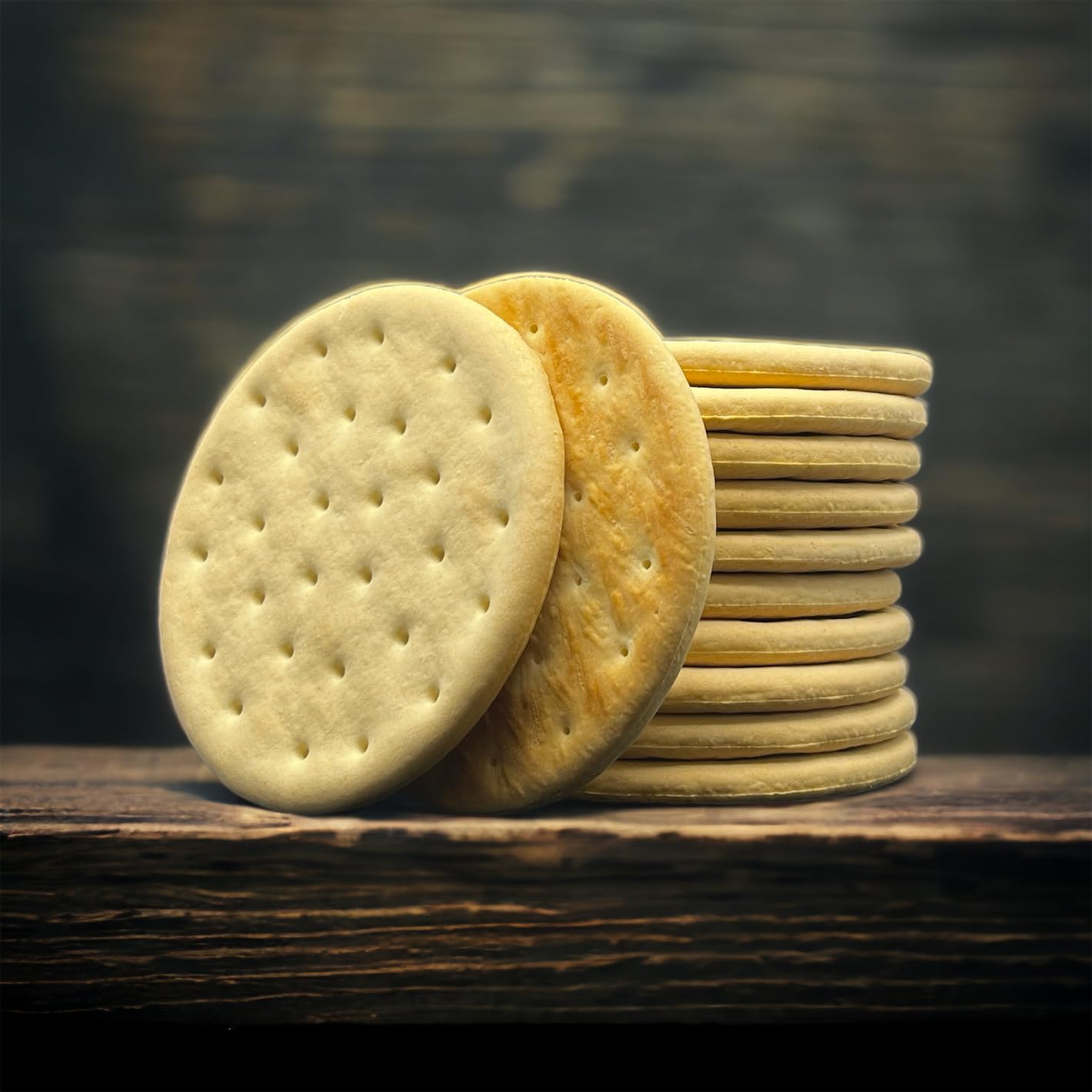 Camping scene shows easy-to-pack survival crackers during outdoor adventures