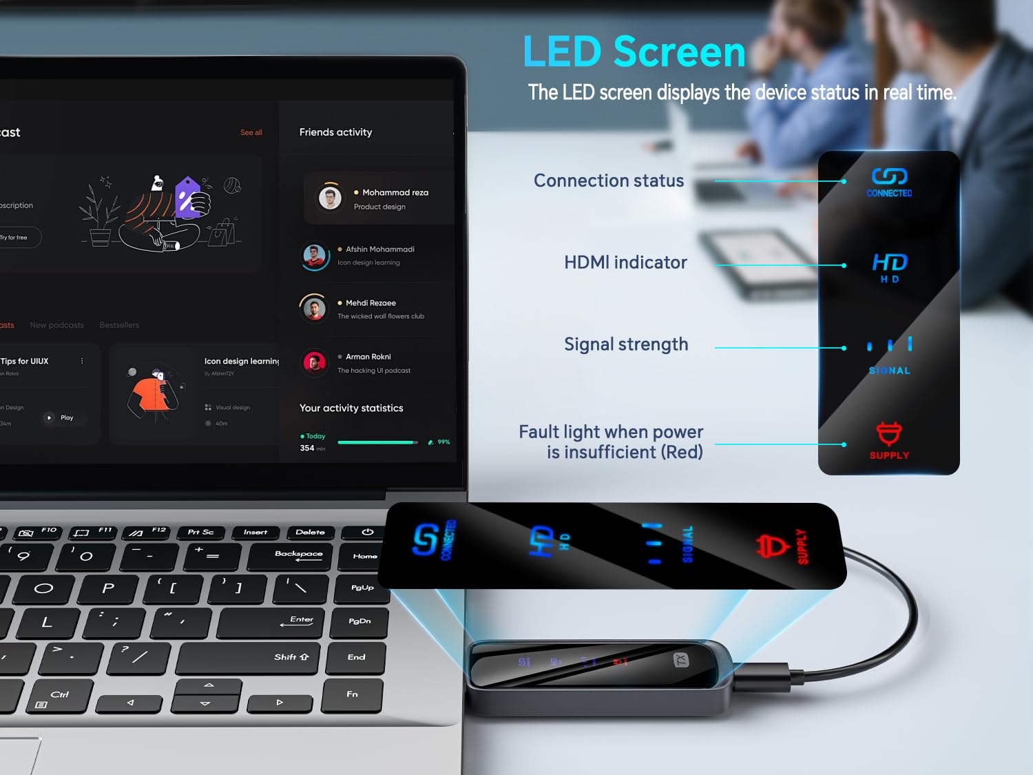 Futureagle privacy mode with extended display for discreet sharing