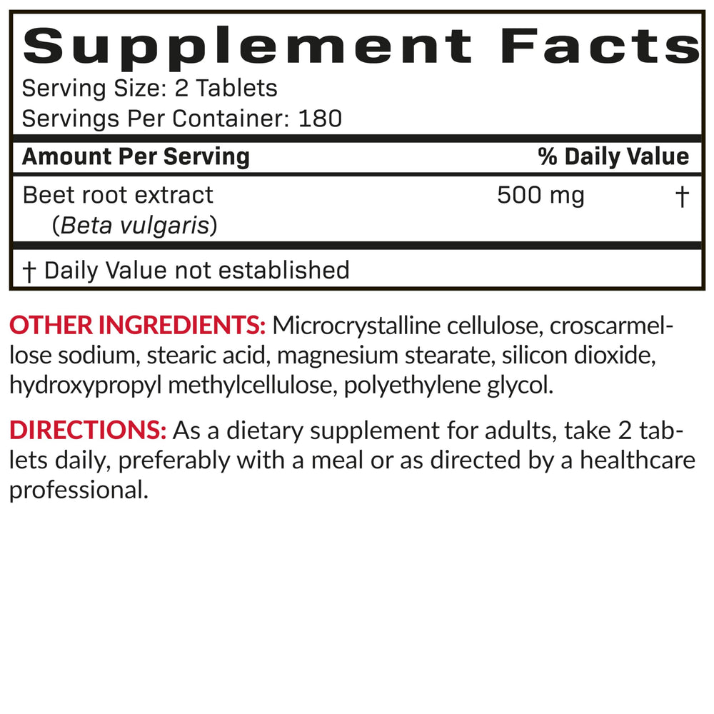 Beet Root tablets being dispensed from a bottle for a daily routine.