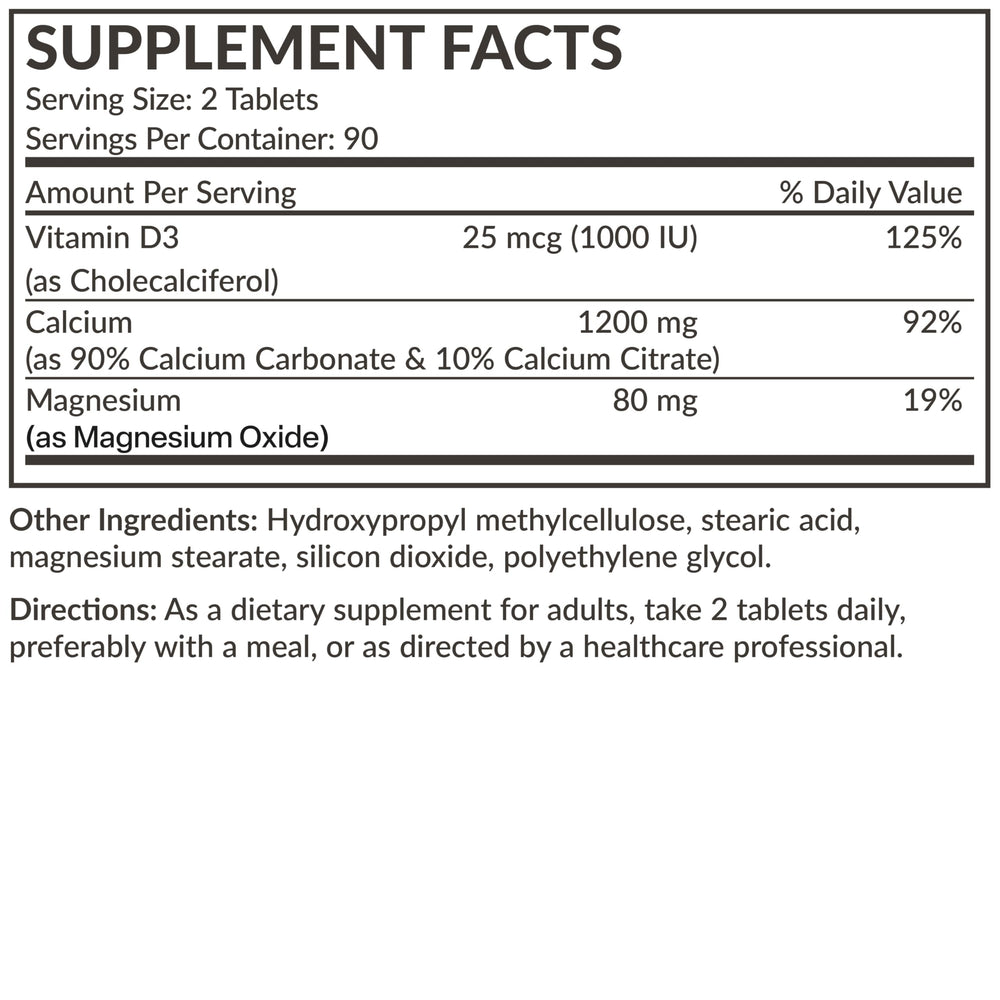 Futurebiotics calcium packaging emphasizes 1200mg per serving and release design.
