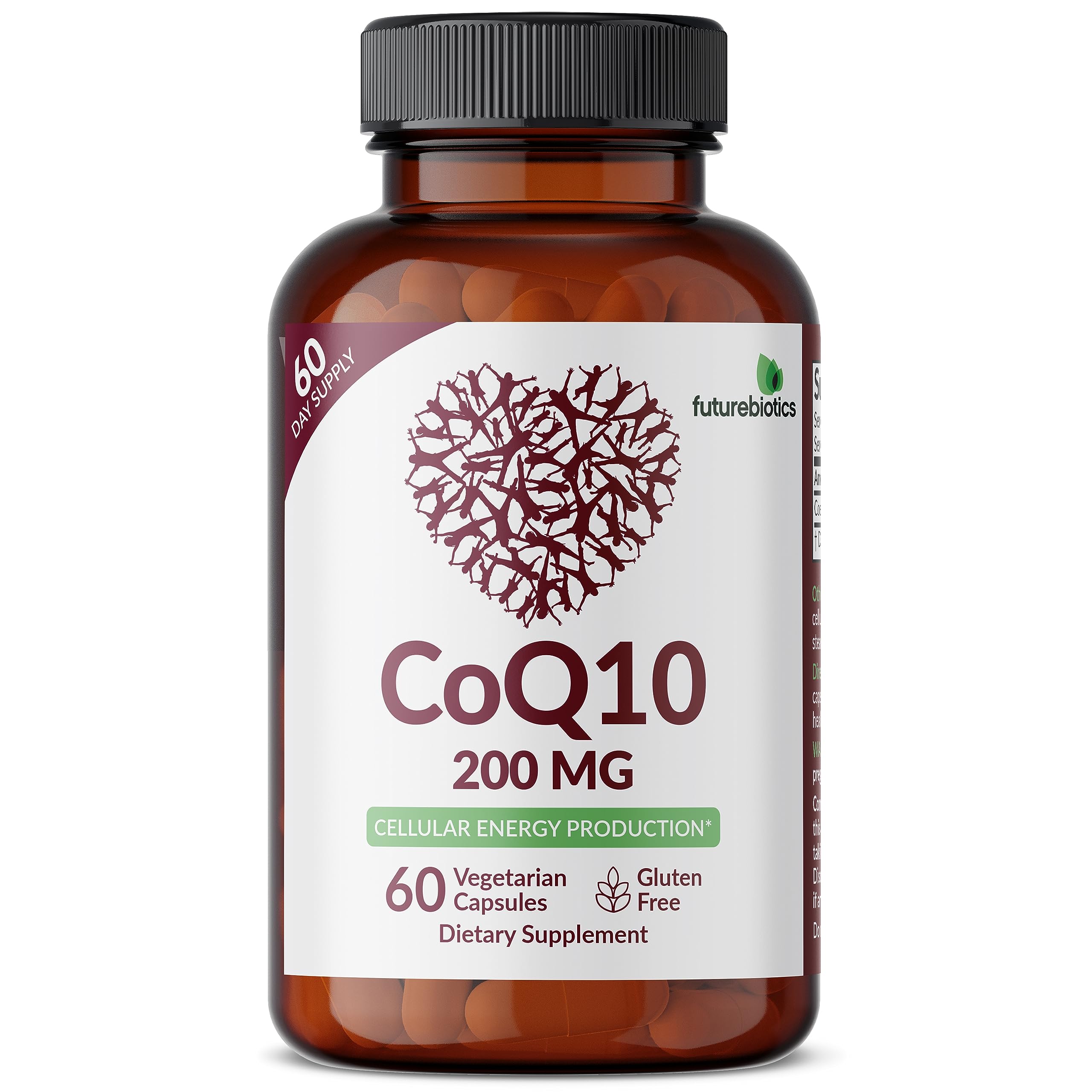 Futurebiotics CoQ10 capsules close-up illustrating vegan formula for vitality