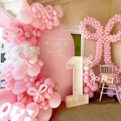 Futureferry Pink and White Balloon Arch Backdrop elevates events with cohesive color scheme