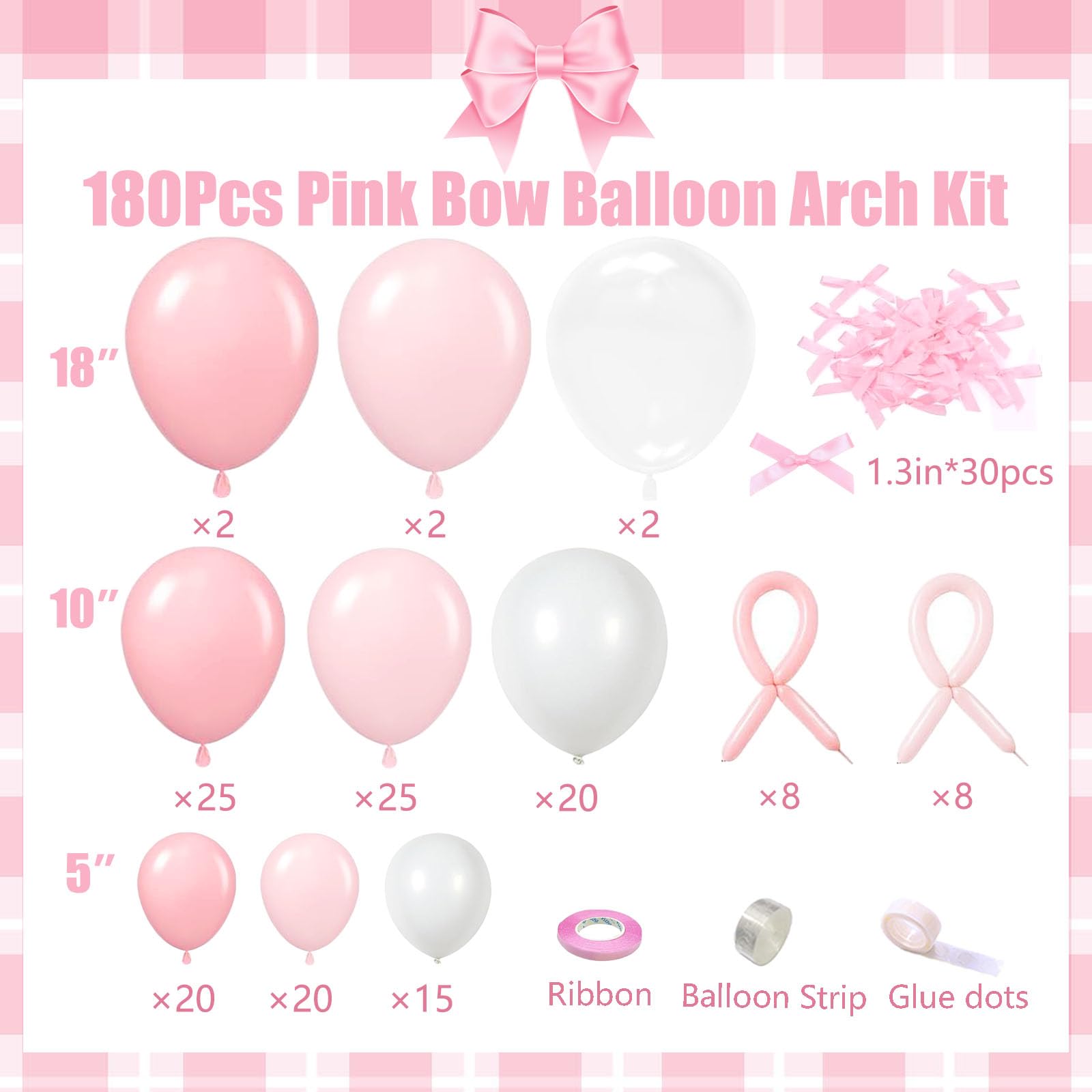Futureferry Pink Bow Balloons Arch Kit balloon arrangement ideal for creating a photo backdrop