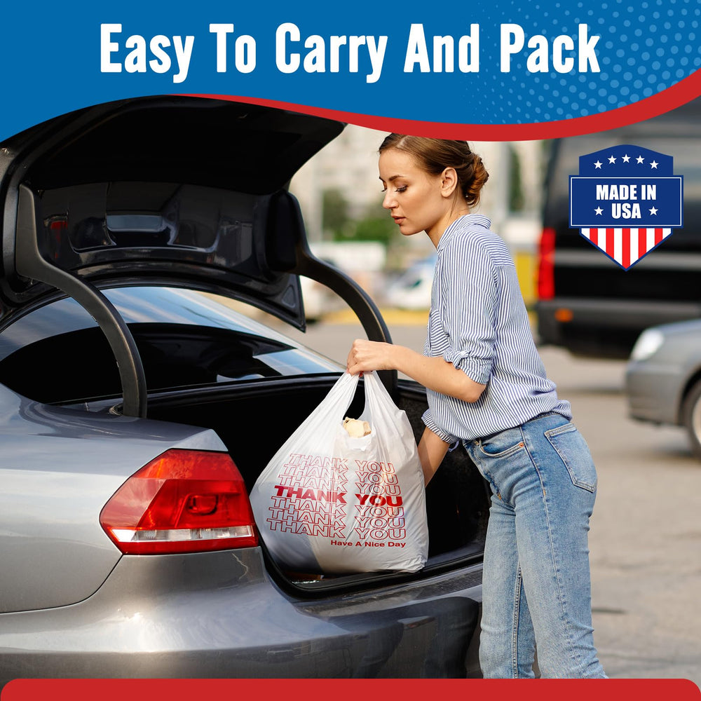 Fuxury white bags with sturdy handles for fast packing.
