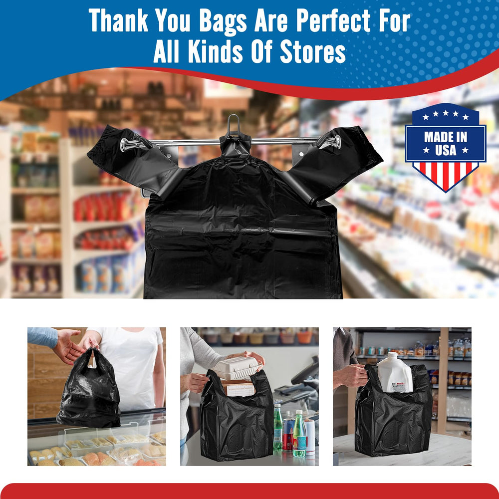 Fuxury durable bags with strong handles shown at take-out counter