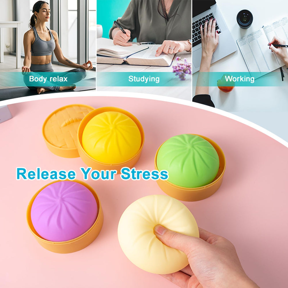 FUYUANLIEV big-dumpling squishy shown on a desk for stress relief.