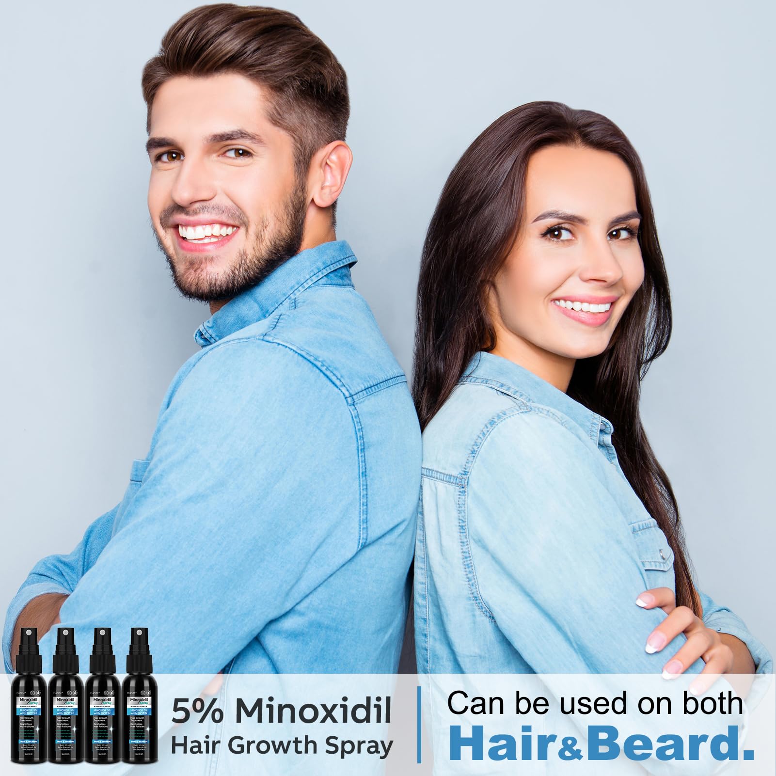 Fuzyat Minoxidil spray on dry scalp aiming to target thinning areas