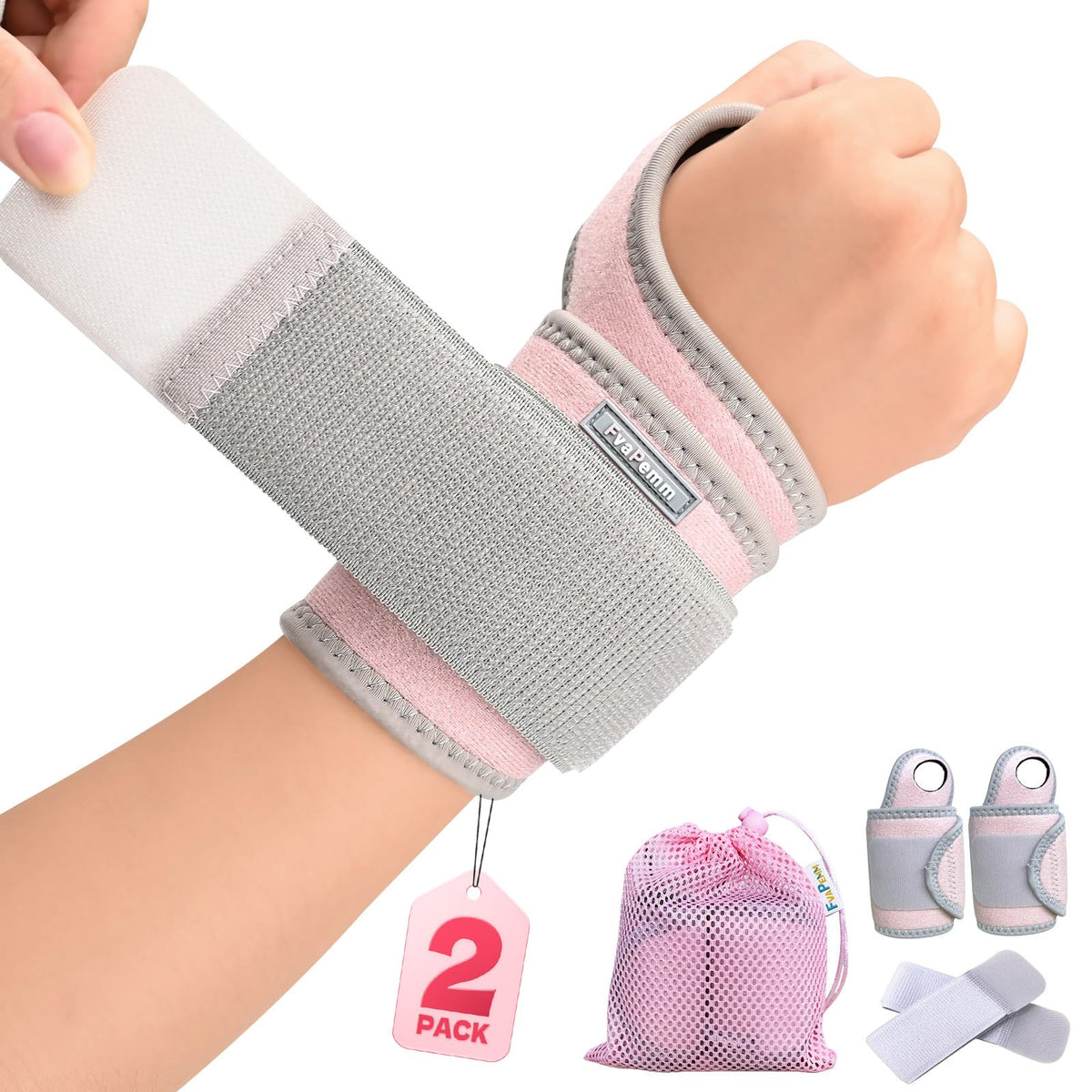 FvaPemm right-hand pink wrist brace for all-day stability.