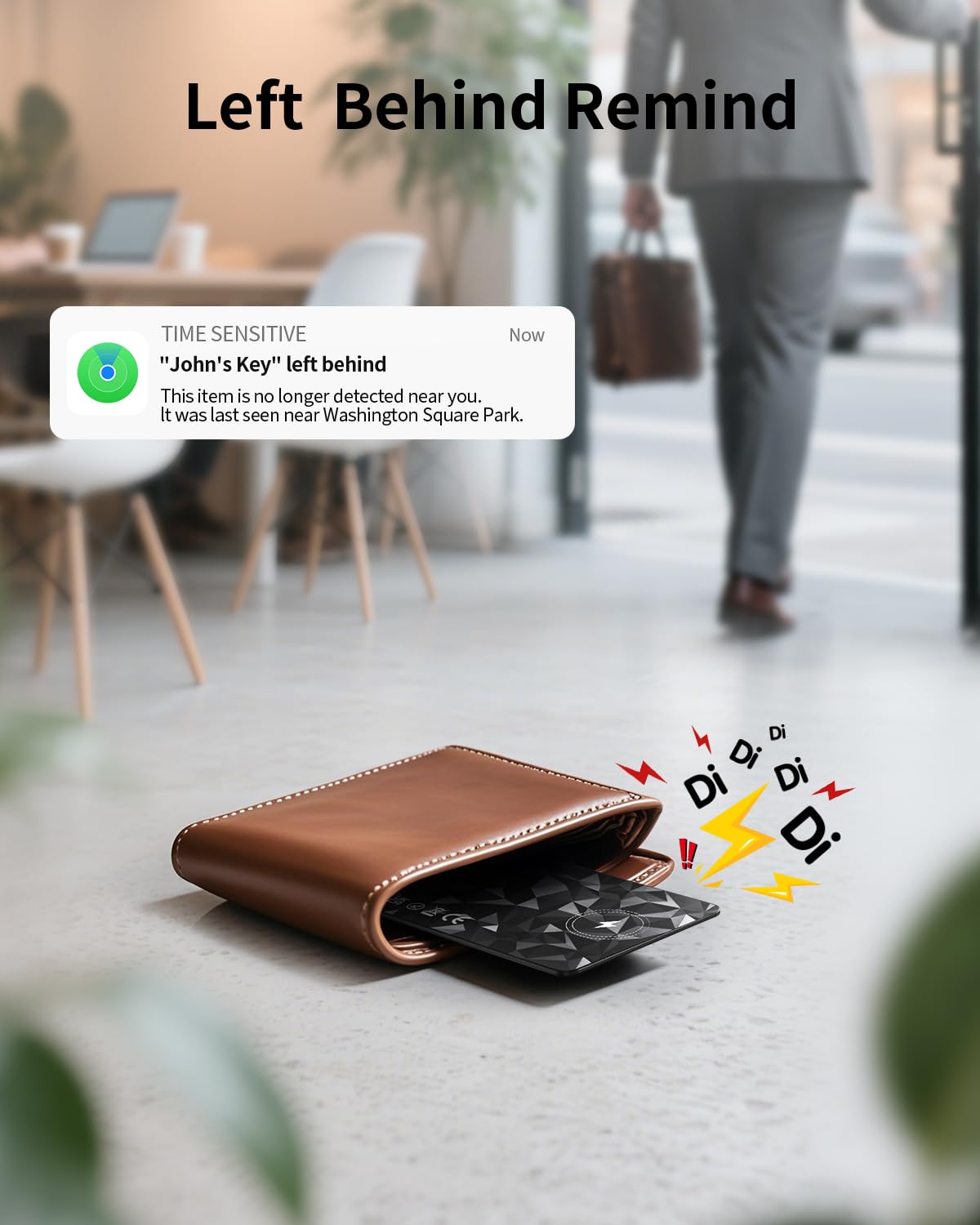 FVJ wallet tracker card tucked in a slim wallet slot for discreet use