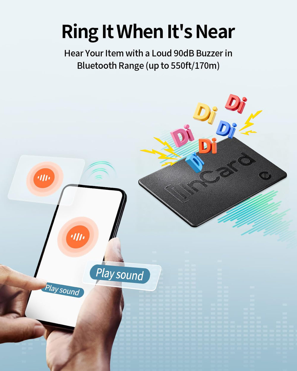 FVJ Wallet Tracker Card emits a loud 90–100 dB alarm for quick Find.