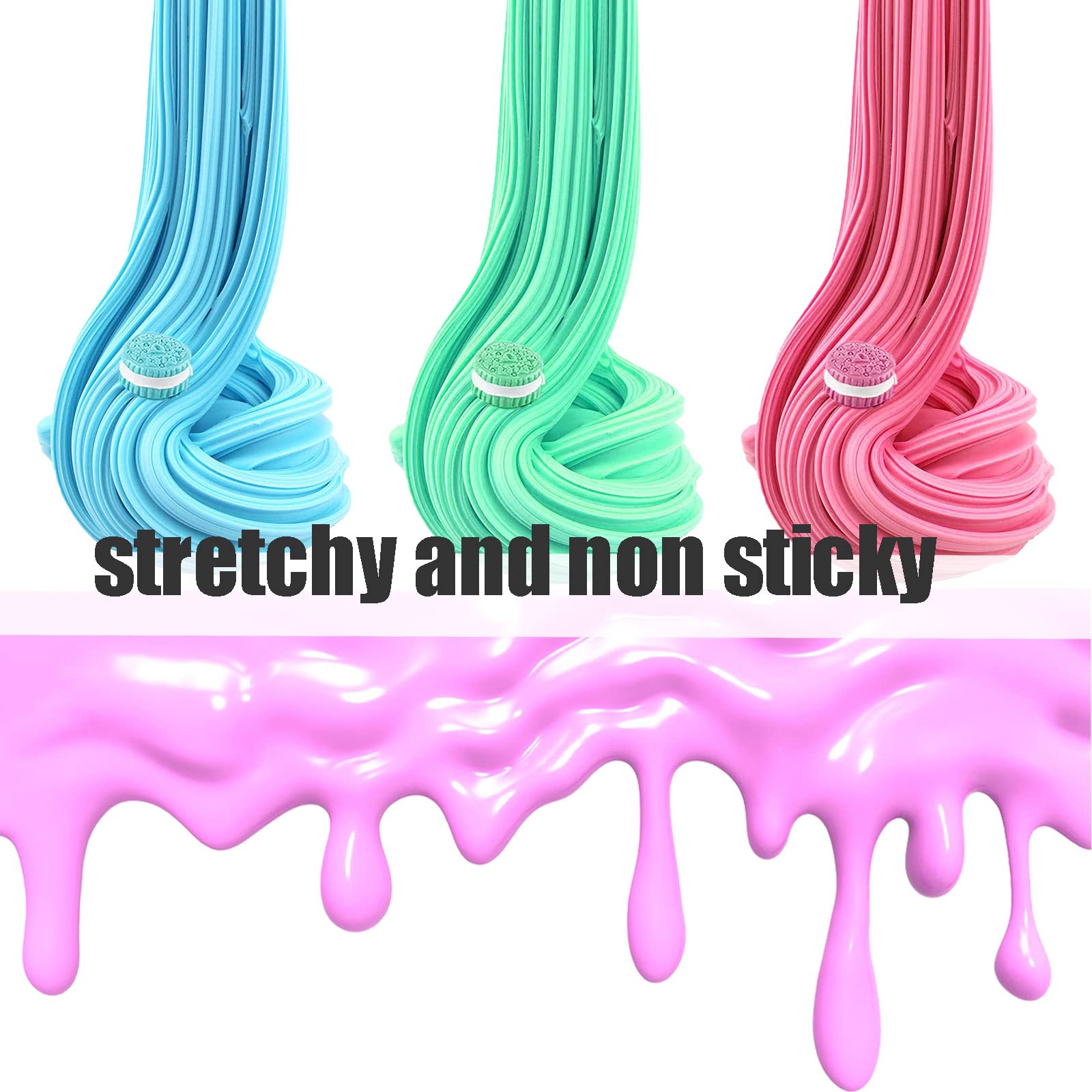 Fvnwrtuxi Butter Slime Kit texture close-up - smooth, non-sticky surface for kids' play.