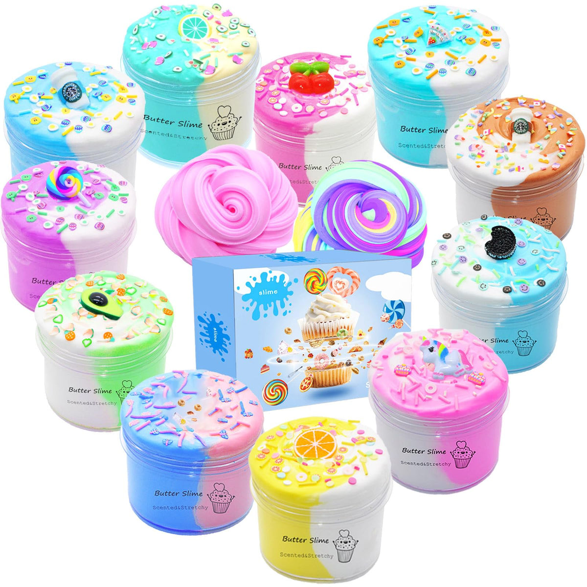 Fvnwrtuxi Butter Slime Kit two-toned packs - soft texture for calming, creative play.