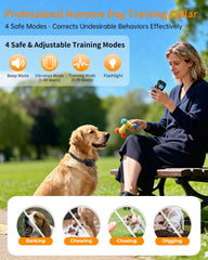 FWQEFVA dog collar worn on a dog for all-weather training.