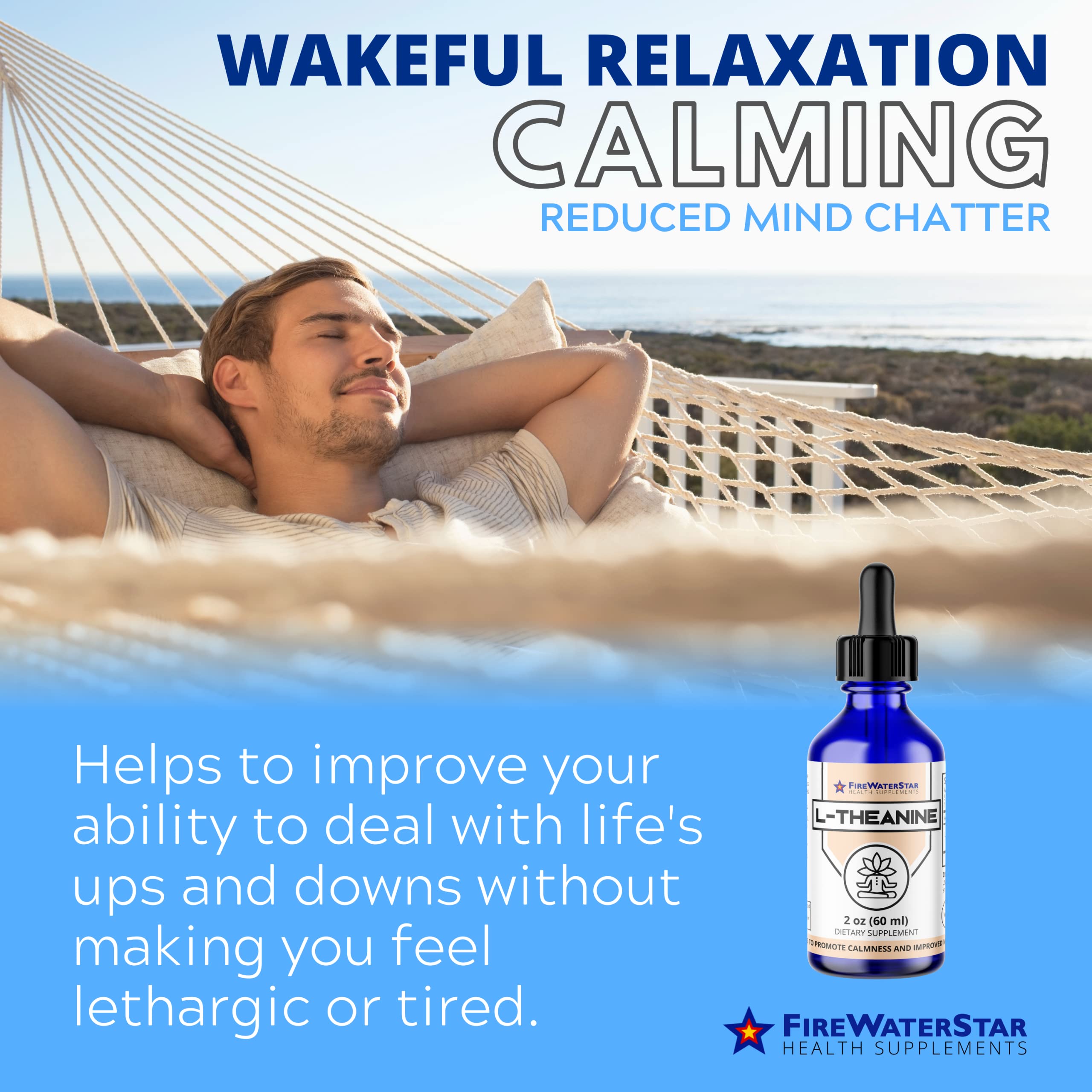 FWS L-Theanine liquid drops dropper illustrating precise dosing for easy use.