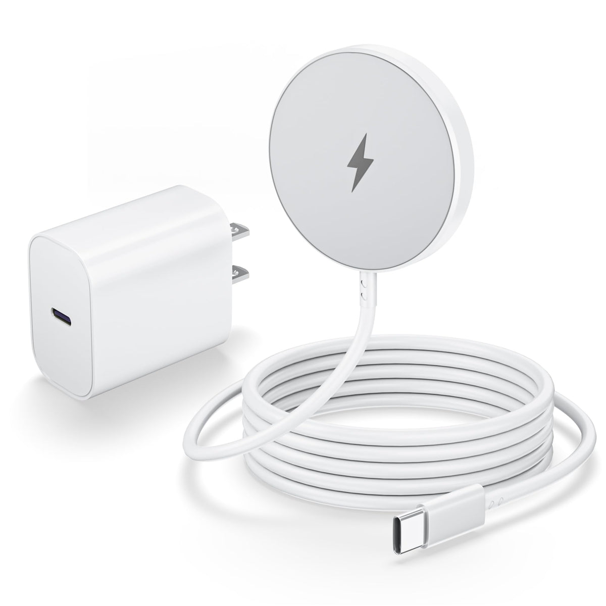 FWSTIS magnetic wireless charger aligns iPhone for precise MagSafe charging