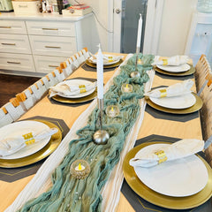 Fwxdbwyl boho crinkled texture table runner highlights natural ambience