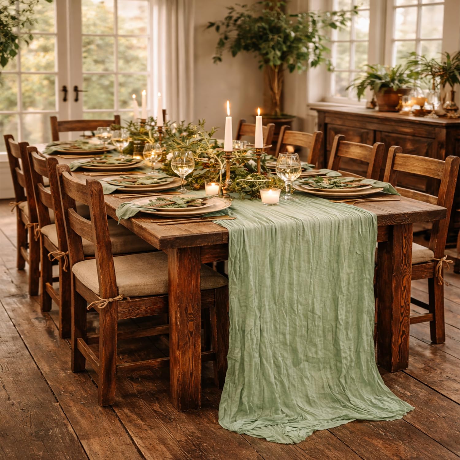 Fwxdbwyl reusable table runner with soft drape for multiple events