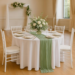 Fwxdbwyl sage green cheesecloth table runner 120in wedding decor and arch accents