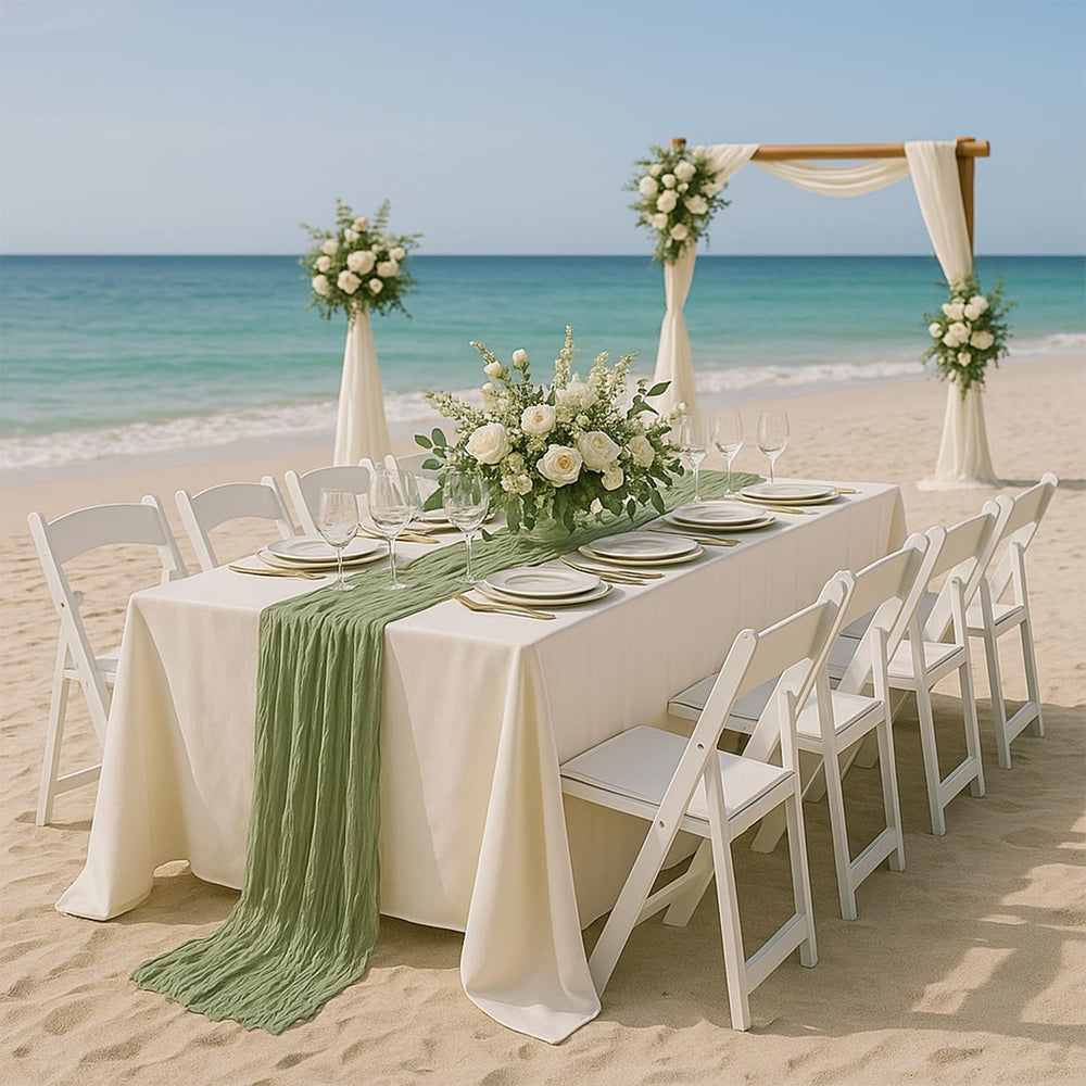 Fwxdbwyl sage green table runner 120in perfect for baby showers and celebrations