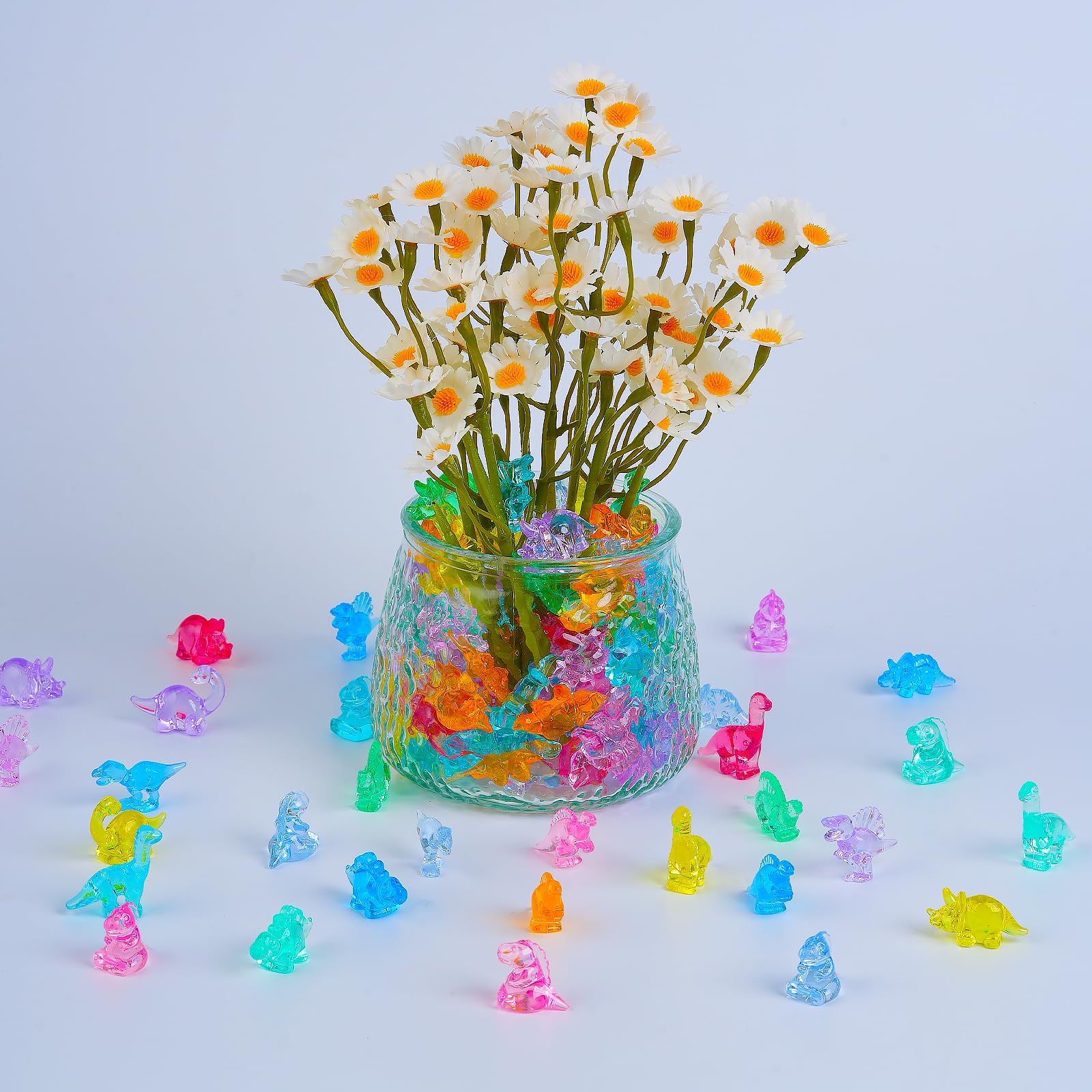 FXMHEHBB mini-dinosaur-figures-180pcs are translucent acrylic toys, easy to clean after activities.