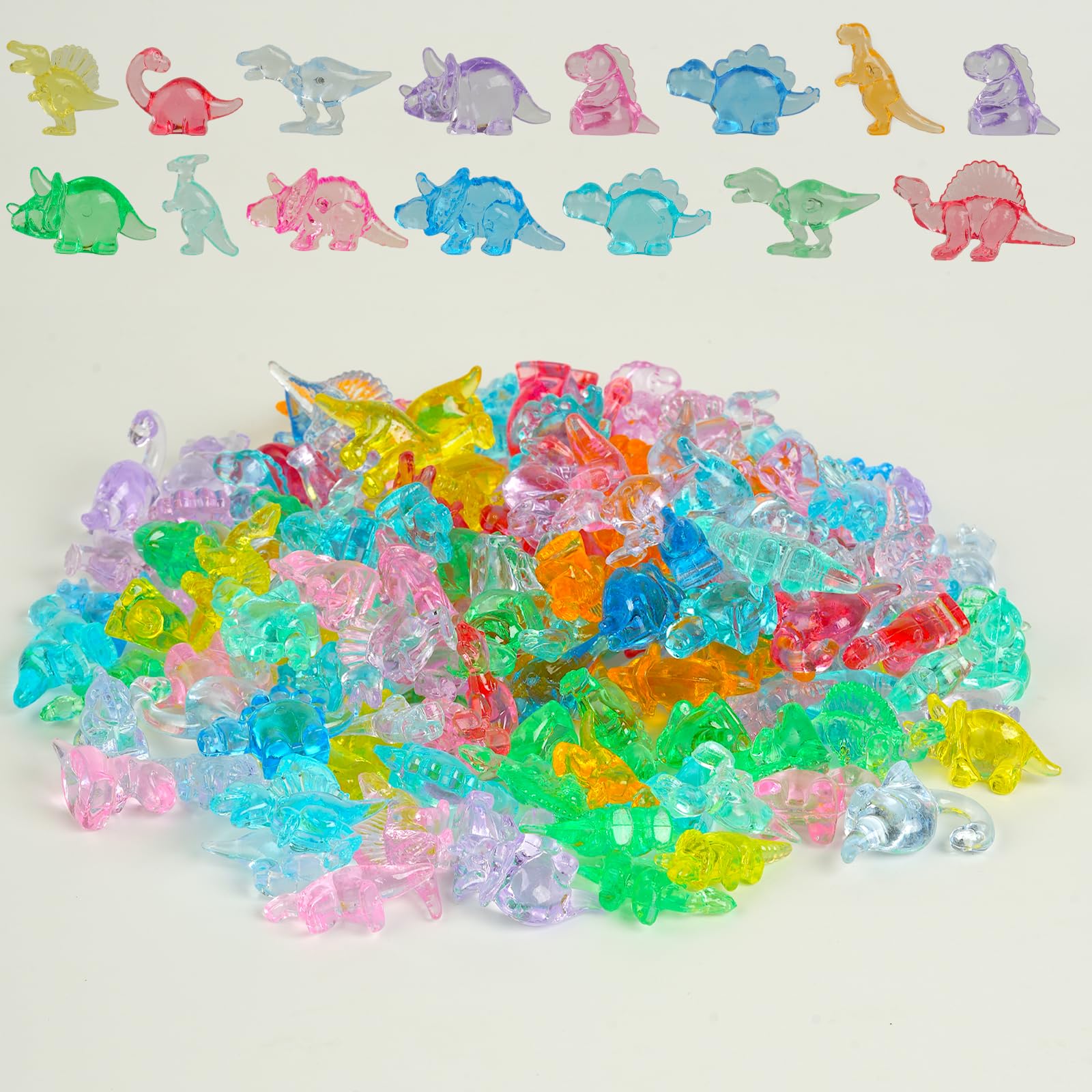 FXMHEHBB mini dinosaur figures 180pcs—colorful tiny toys ideal for vase fillers and party decor.