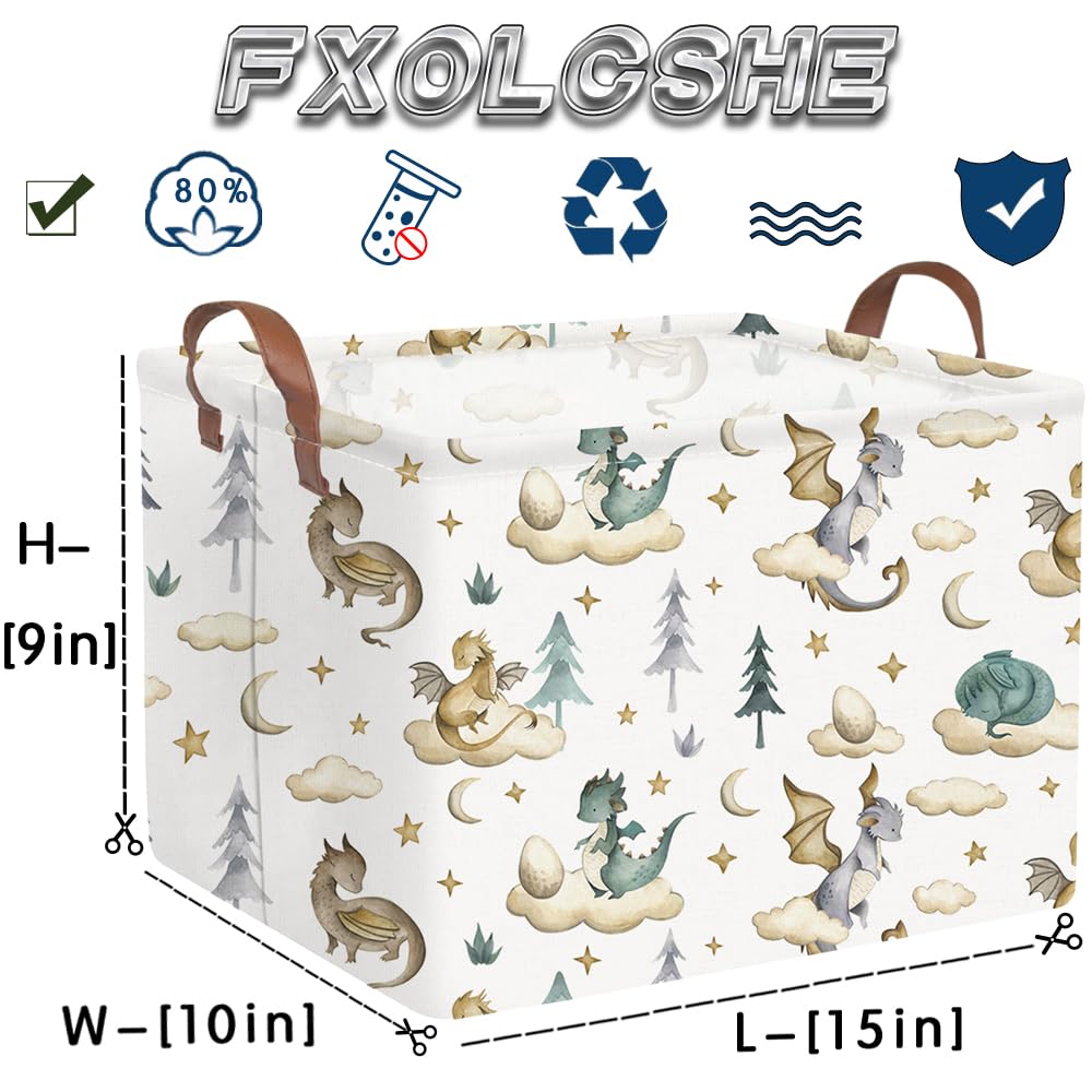 FXOCSHE leather-handle basket is portable for kids’ rooms.