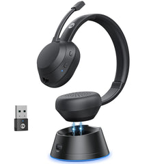FXWONTY wireless headset with mic on desk showing AI noise cancellation for clear calls