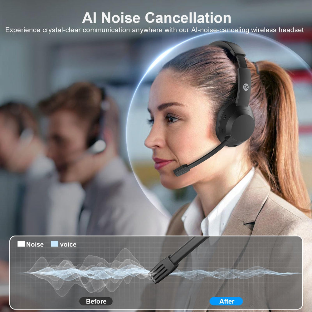 FXWONTY headset with USB dongle for stable meetings on the go