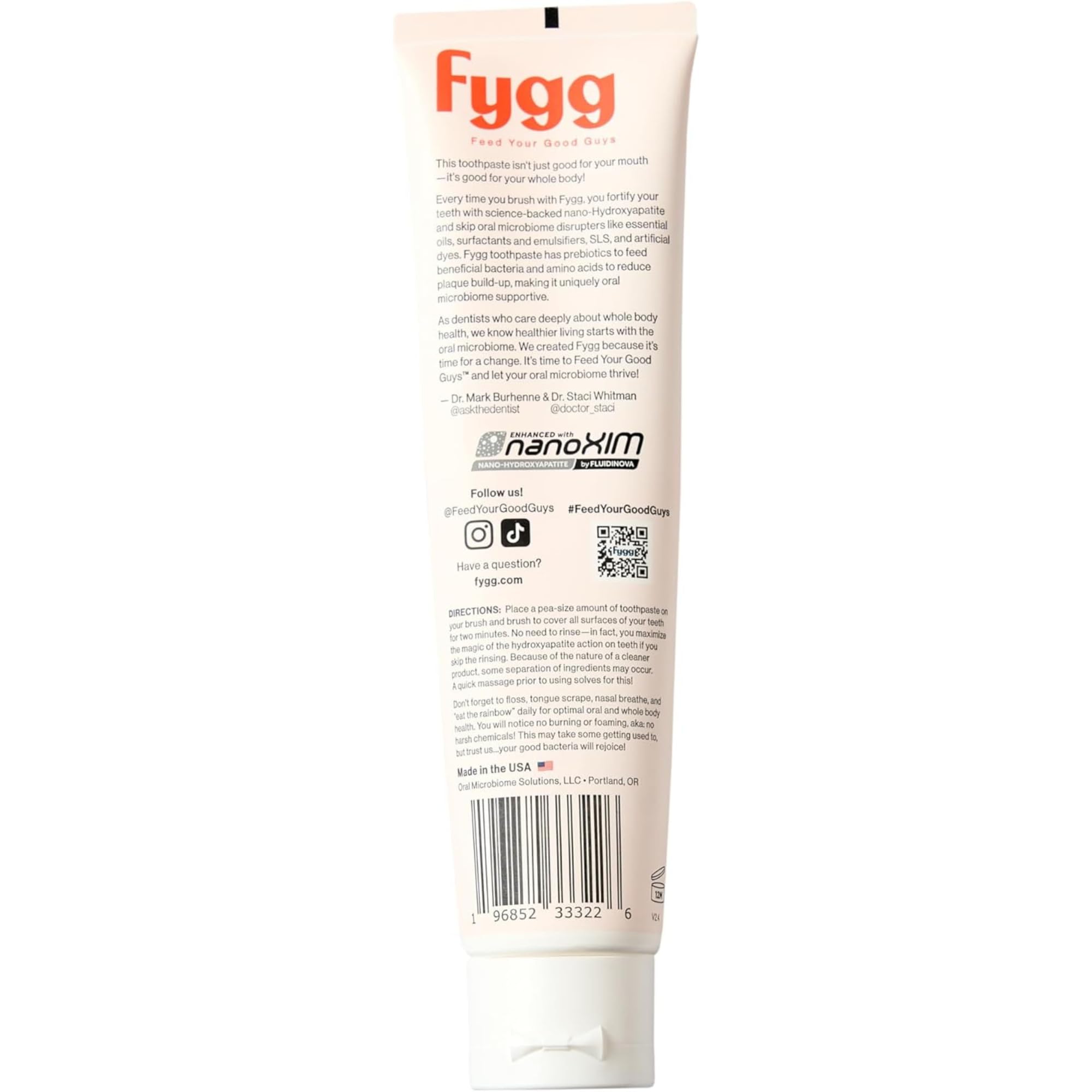 Fygg Nano-HAp toothpaste rich in xylitol and chicory prebiotics for daily oral care