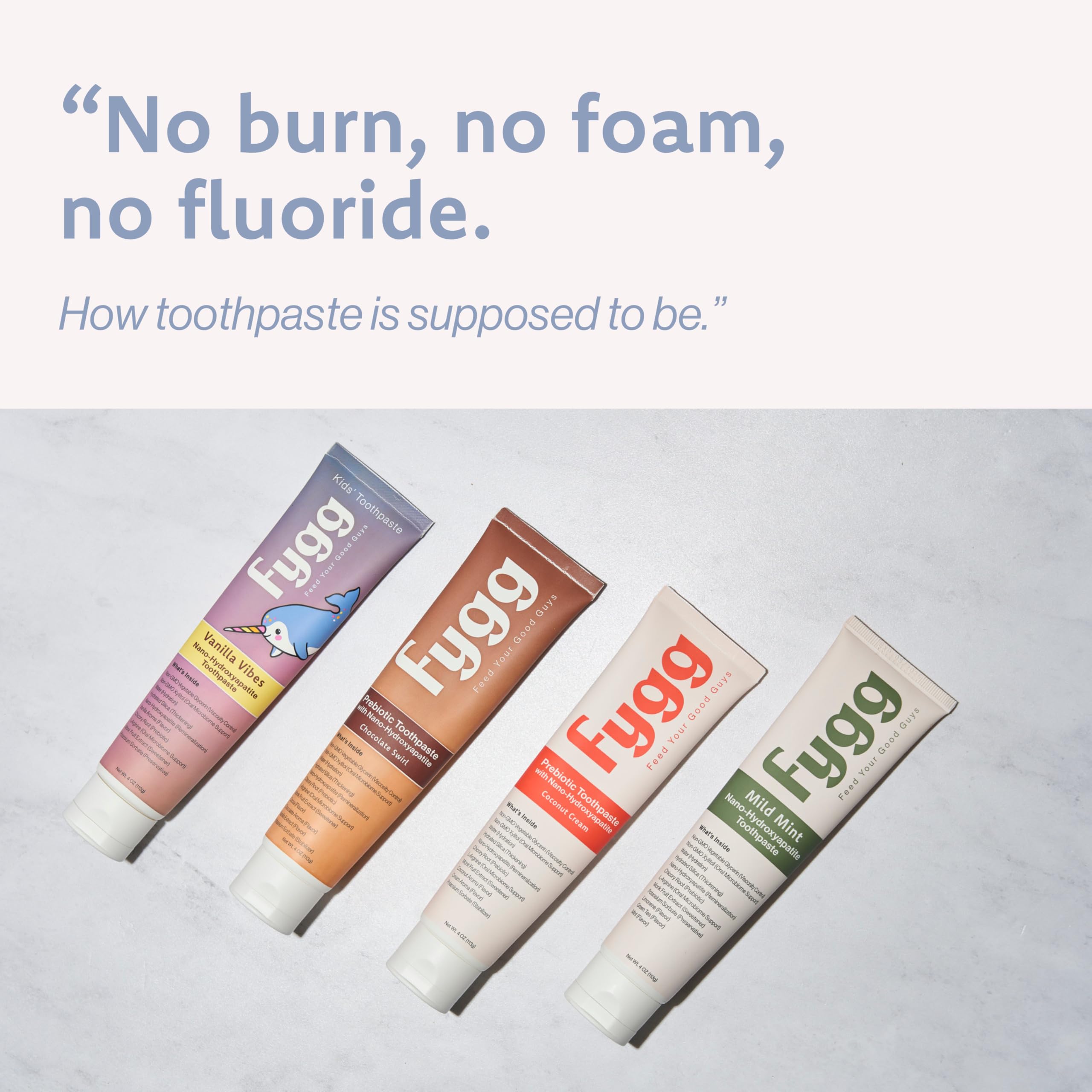 Fygg Vanilla Vibes brushing scene emphasizing safe daily use.