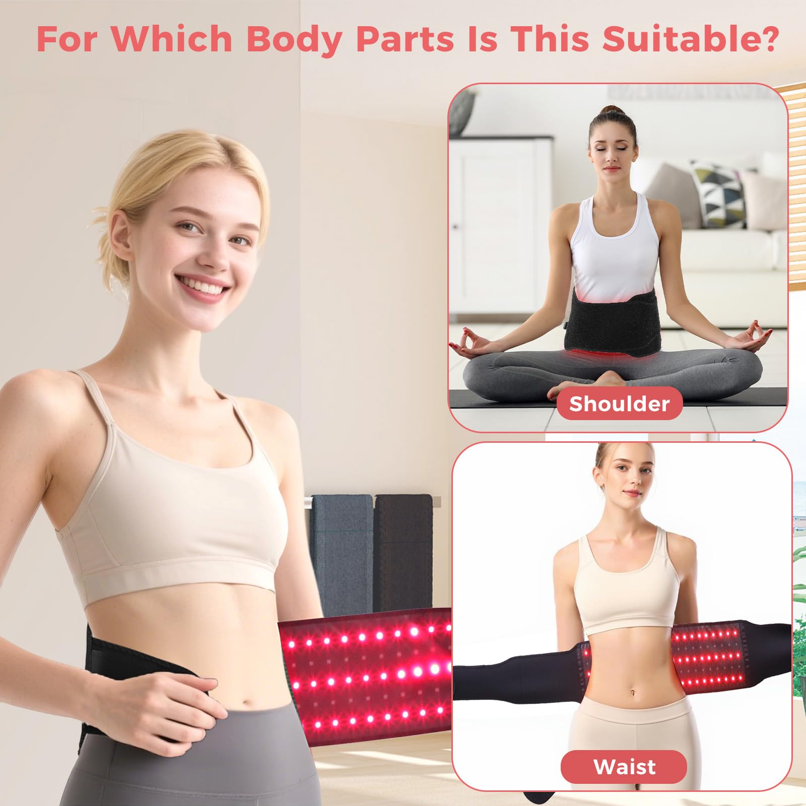 fyovuv red light belt in use for back relaxation