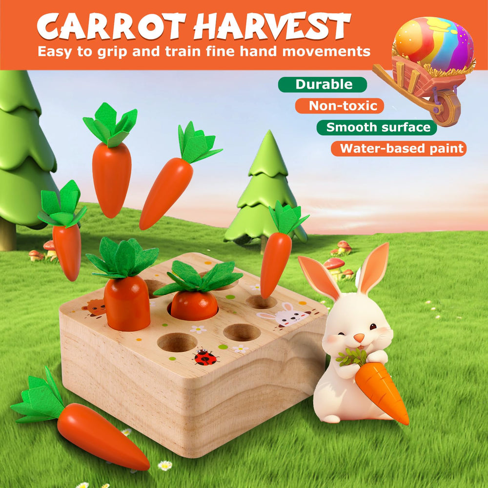FZHZZ wooden carrots set for safe, tactile play and shape recognition