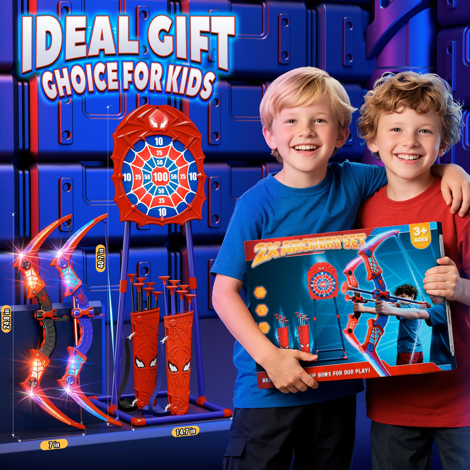 Fzlirou birthday gift set includes two bows, two quivers, and target
