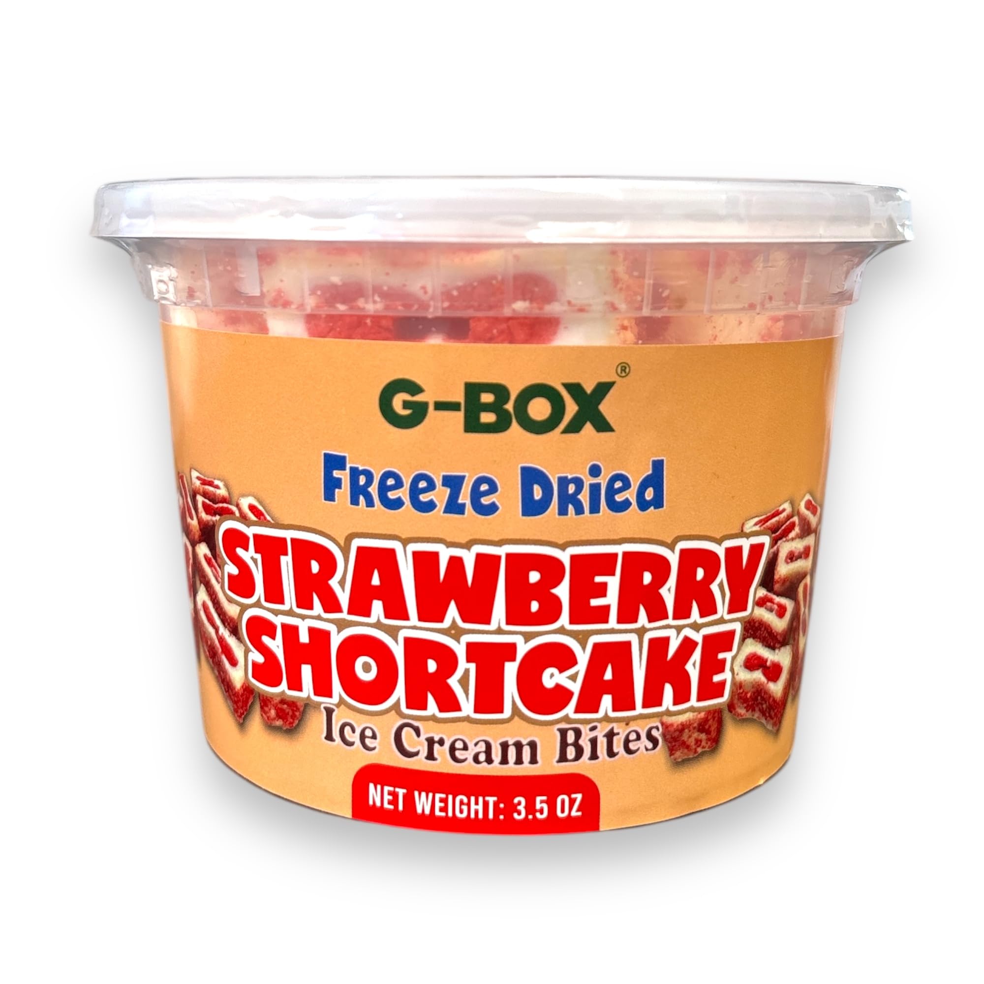 G-BOX brand display highlights packaging and freshness in a compact container.
