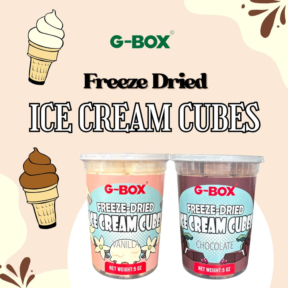 Close-up of crisp vanilla freeze-dried ice cream cubes texture.