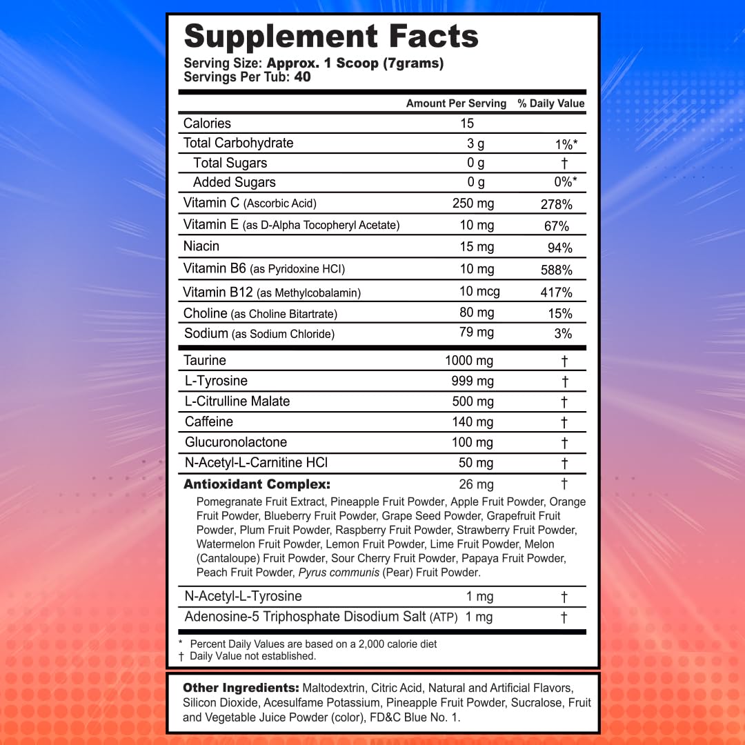 G Fuel Dragon Ball Z energy powder antioxidants and vitamins support daily wellness.