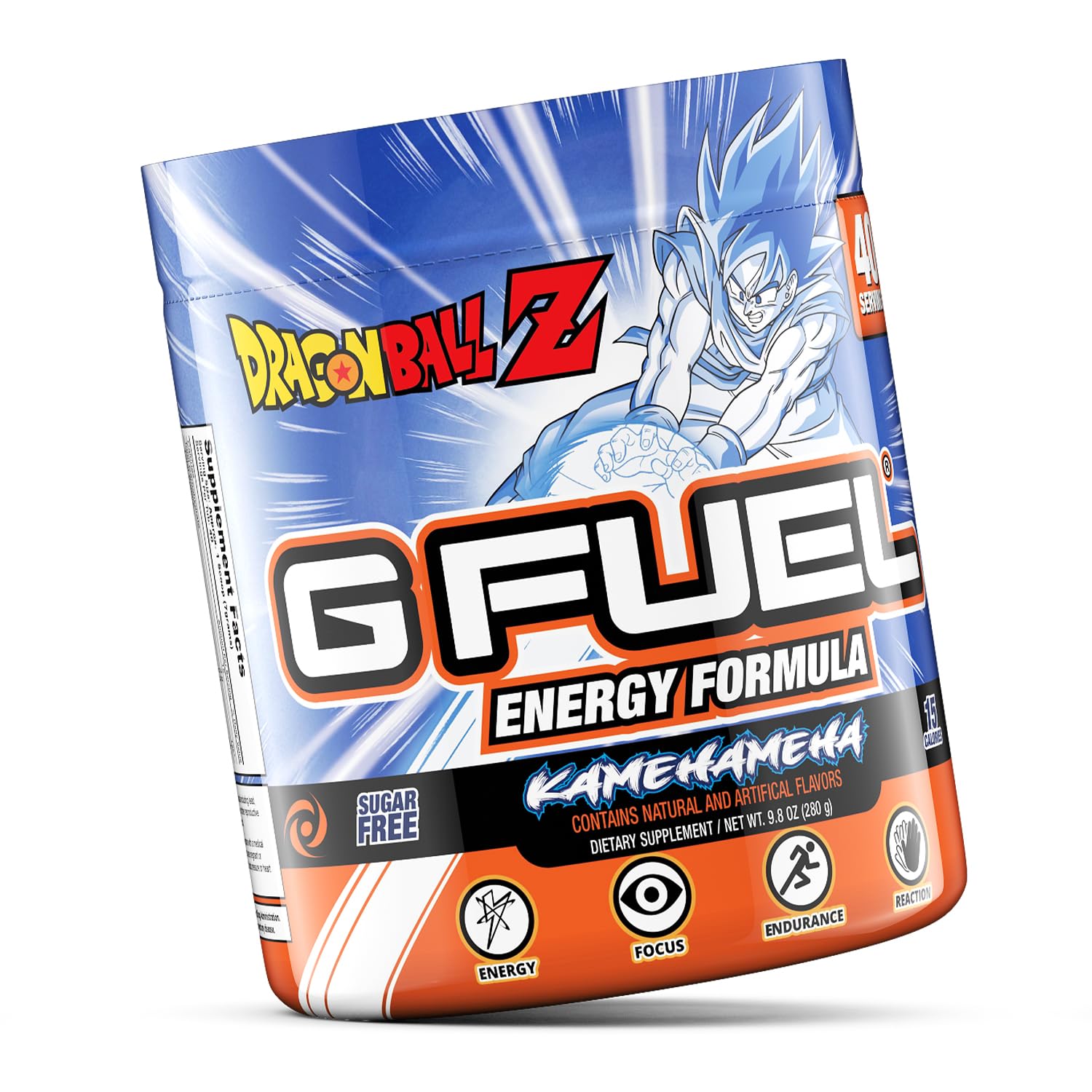 G Fuel Dragon Ball Z energy powder ready for desk gaming and workouts.