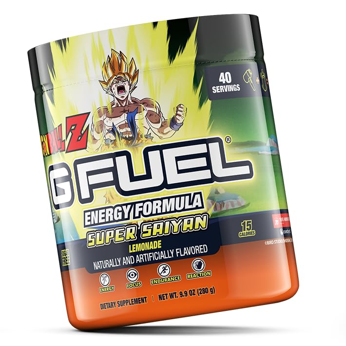 G Fuel Dragon Ball Z pre-workout setup powering long gaming sessions
