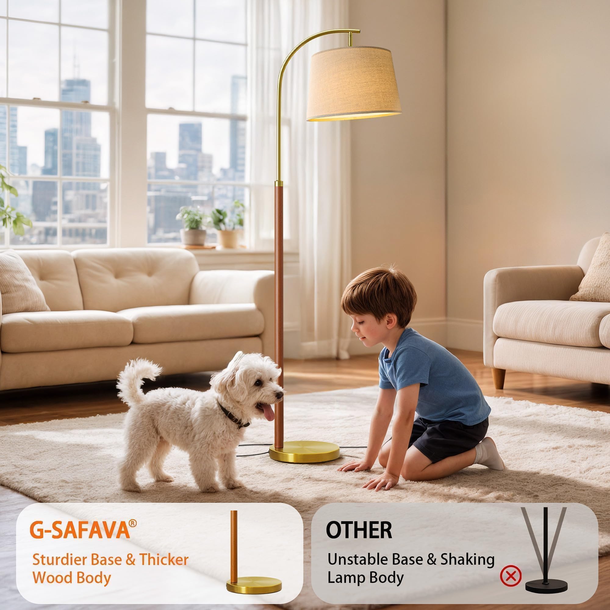 G-SAFAVA floor lamp with foot switch enables hands-free lighting