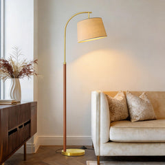 G-SAFAVA wood floor lamp linen shade diffusion creates cozy glow