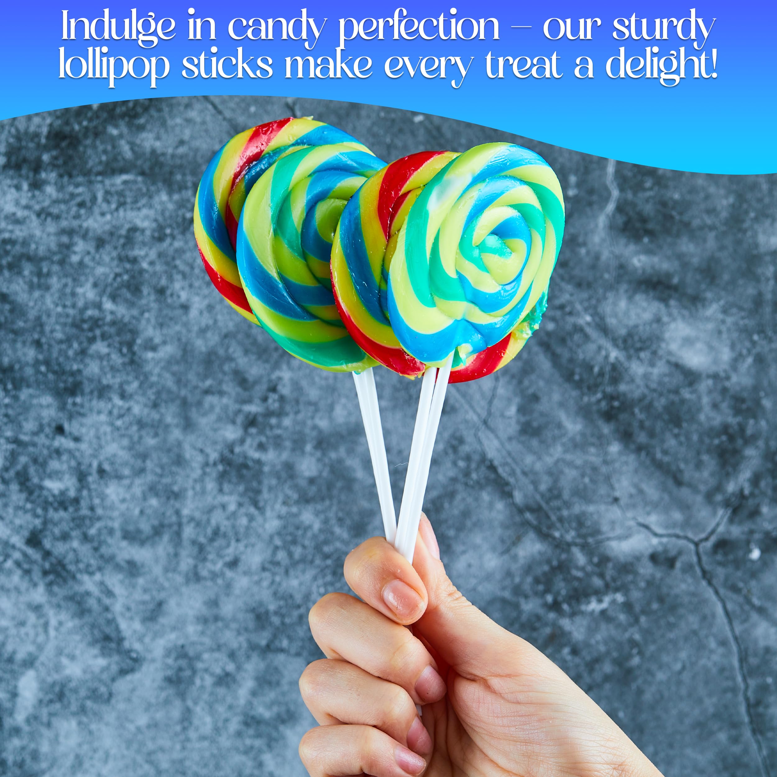 Gadget Beyond lollipop stick collection, 100-count pack, ready for DIY candy crafts.