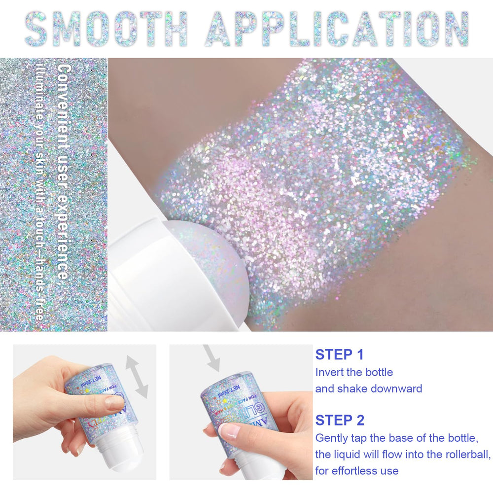 GADMLURY mermaid-sequin glitter applied on the face for a bold look.