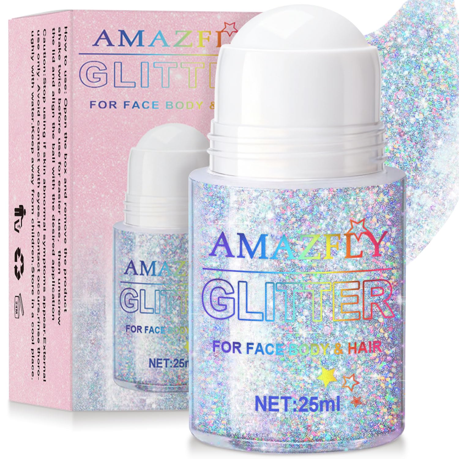 GADMLURY roll-on holographic glitter bottle showing precise application.