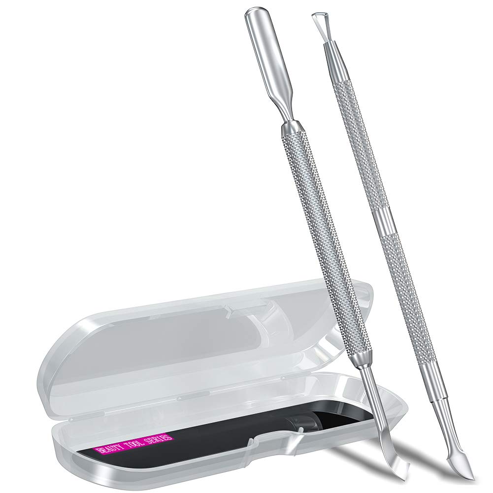 GA&EN cuticle-pusher-scraper 2pc metal silver for precise cuticle care.