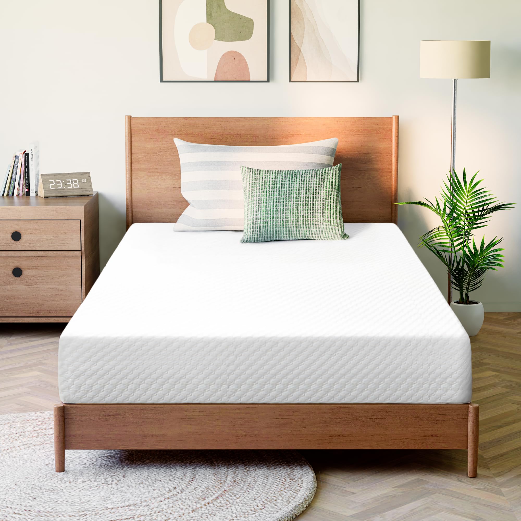 GAESTE 6in twin memory foam top view shows cooling layer for a cooler sleep.