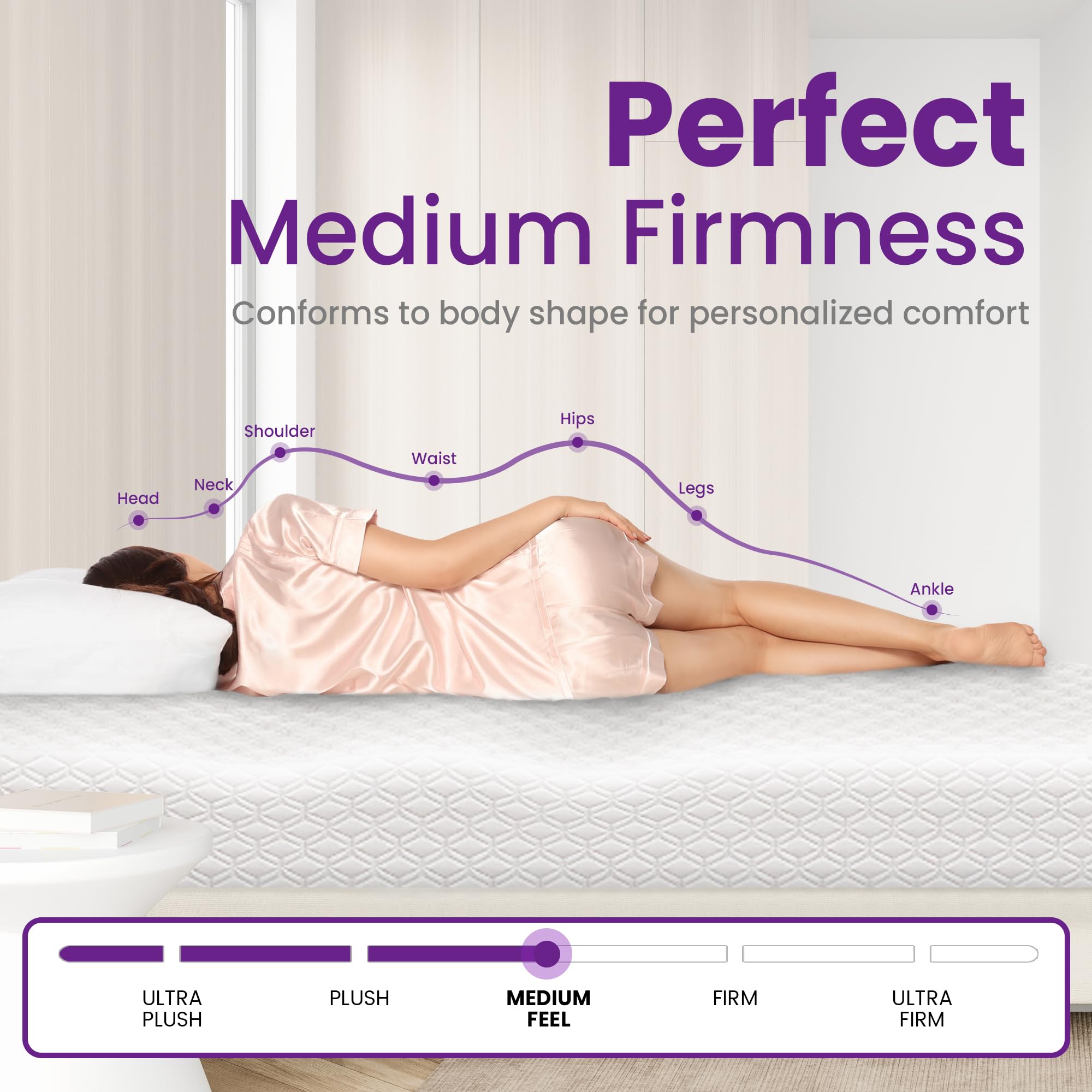 GAESTE twin cooling gel mattress side view showing contouring and support.